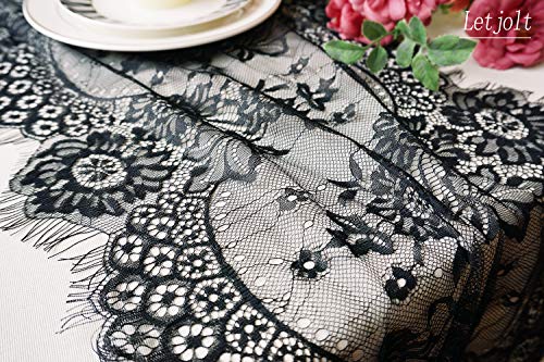 Letjolt Black Lace Table Runner 14x120 Inches Elegant Wedding Decor - Variation 1