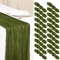 Olive Green Cheesecloth Table Runner 20 Pack - 17 x 108 Inches, Rustic Wedding & Party Decor