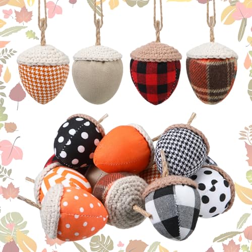 12 Pcs Fall Acorn Ornaments Hanging Decor for Thanksgiving Autumn Home