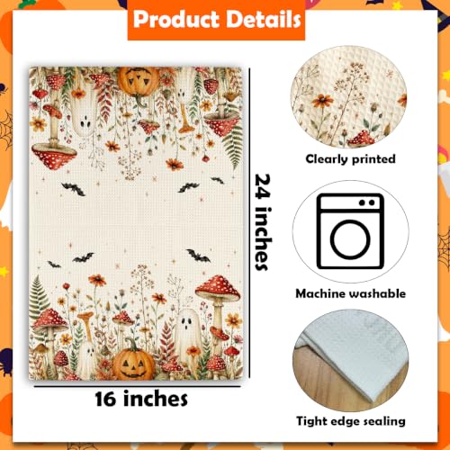 Halloween Kitchen Towel - Mushroom Decorative Dish Hand Towel 16x24 Inches