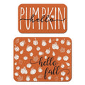 Hello Fall Pumpkin Dish Drying Mat Set - 2-Pack Orange Thanksgiving Kitchen Decor