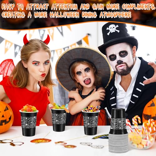 Black Disposable Plastic Cups 16 oz Halloween Party Favors - 50 Pcs