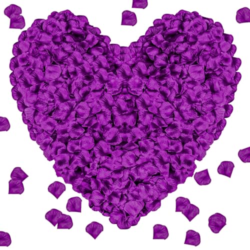 Artificial Rose Petals Set - 2000 Deep Purple Fake Flower Petals for Wedding & Romantic Decor