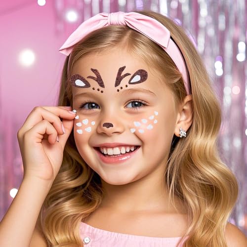 Deer Face Stickers Halloween Face Tattoo with Rhinestones - Variation 02