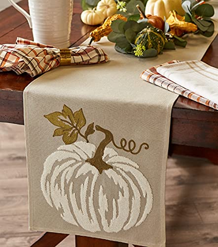 Fall Table Runner with Embroidered White Pumpkin - 14x70 Inches, Thanksgiving Decor Variation of THIS listing