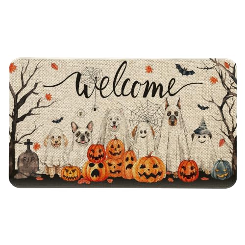Halloween Ghost Dog Welcome Door Mat 30x17 Inches - Non-Slip Outdoor Rug - Variation: 1'5" x 2'6"