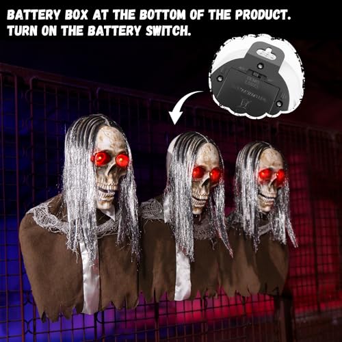 Halloween Animatronics Hanging Zombie Decorations with Light Up Eyes - 3 Pack
