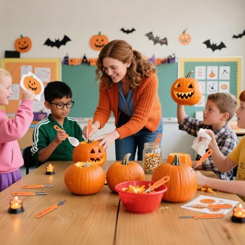 Halloween Pumpkin Carving Kit - Stainless Steel Tools Set for DIY Jack-o'-Lanterns