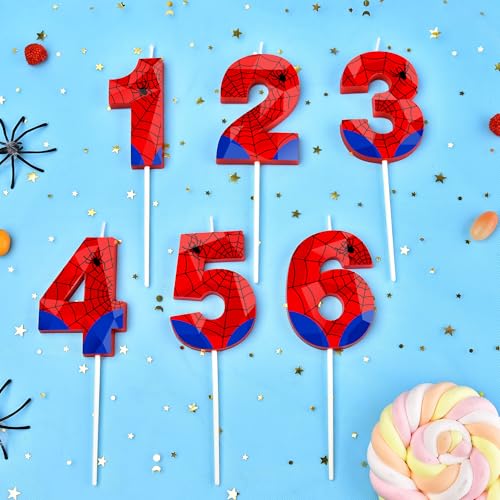 Spider Number 5 Crystal Web Birthday Candles - Creepy-Crawly Cake Toppers with Web Design - Spider Variation