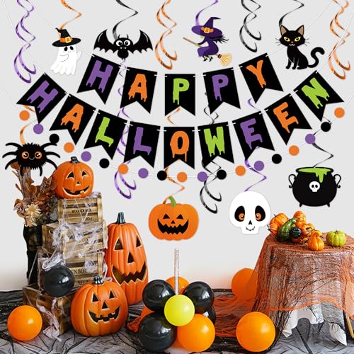 Halloween Party Decorations Set Banner Garland Honeycomb Balls Wall Hanging Indoor Outdoor