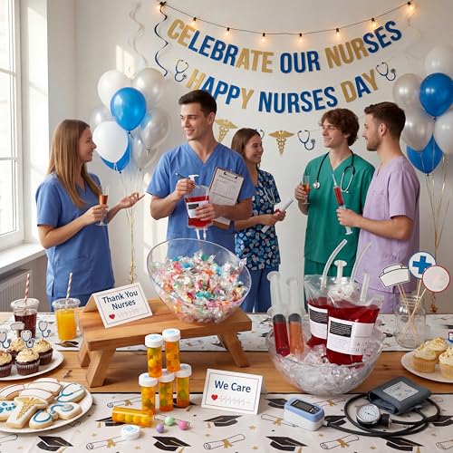 53-Piece Nurse Party Decorations Set with Blood Bags, Syringes & Stethoscope