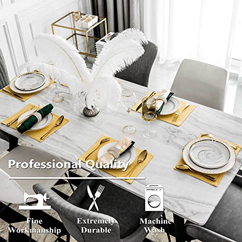 Yellow Linen Placemats Set of 8 - Washable Heat-Resistant Dining Table Mats
