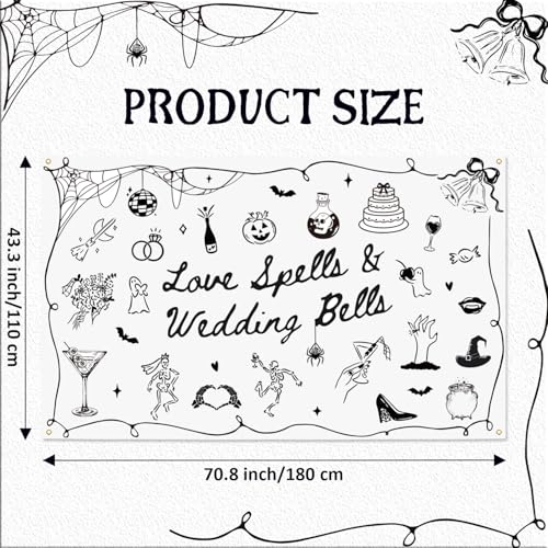 Love Spells & Wedding Bells Backdrop Tapestry for Wedding & Party Decor
