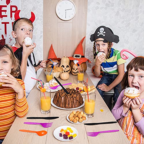 60-Piece Halloween Plastic Cutlery Set - Disposable Forks Spoons Knives for Parties