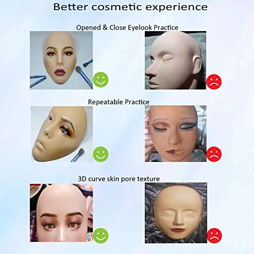 Full Face Makeup Practice Board - Silicone Mannequin with Golden Wheat Variation