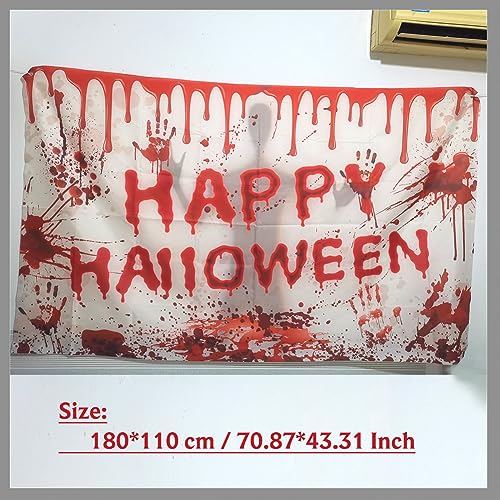 Halloween Bloody Backdrop Banner - White Scary Party Decor 70.87 x 43.31 Inches