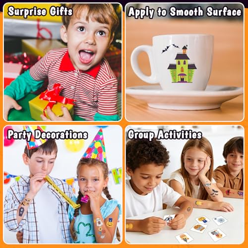 Halloween Kids Temporary Tattoos - Partywind 50 Sheets for Boys & Girls