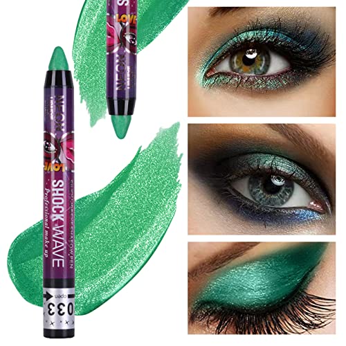 Green Eyeshadow Stick for St Patrick's Day - Metallic Glitter Eye & Face Makeup - 2 Pack - Forest Green, Bright Shimmer, Multi-Use