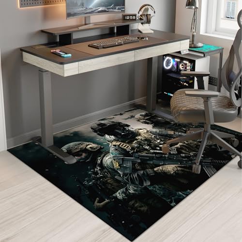 Teen Boys Shooting Game Rug - Threesome Battle Elements 86x63 Inches
