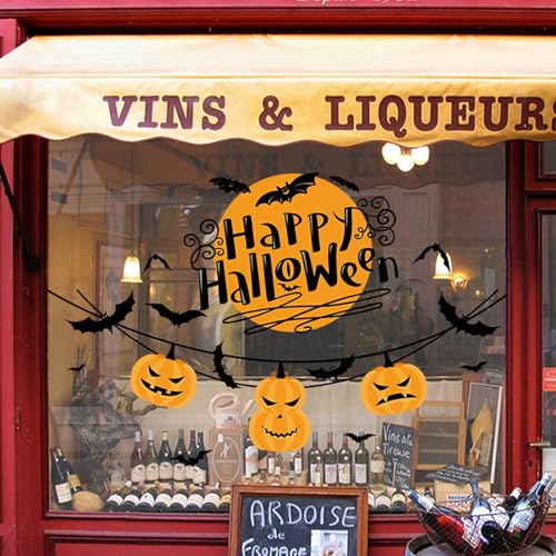 Halloween 02 Window Sticker - Evil Pumpkin Bat Pattern for Halloween Home Decorations