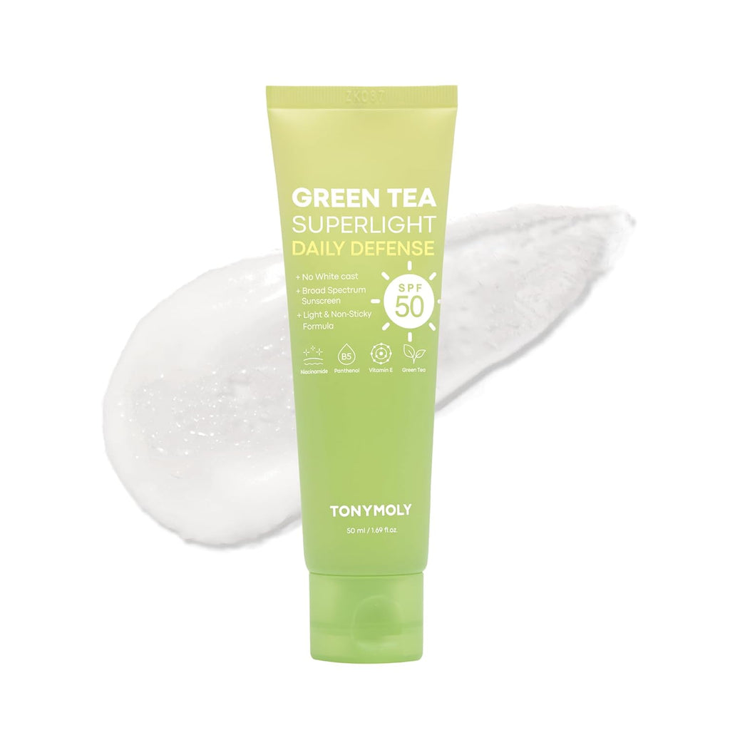 TONYMOLY Green Tea Sunscreen SPF 50 - Non-Greasy Broad Spectrum Face Protection with Niacinamide & Hyaluronic Acid | Travel Size 50ml