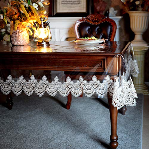 Vinyl Tablecloth Rectangular 60x84 Inch Gold Lace Waterproof PVC Oil Proof