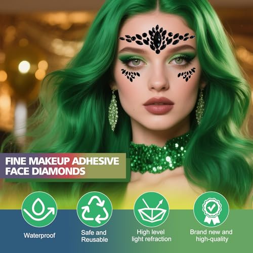 Black Tears Face Jewels Tattoo Body Gems Stickers - Variation BLA