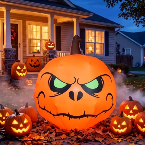 4 FT Halloween Inflatable Pumpkin Lighted Decoration - Green Eye Variant
