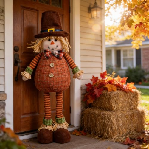 Retractable Autumn Gnome Decor - Adjustable Fall Plush Scarecrow for Home & Garden - Thanksgiving & Harvest Festival