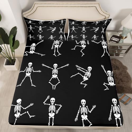 Sugar Skull Twin Sheet Set Style 3 Halloween Skeleton Bedding - Kids Teens Adults