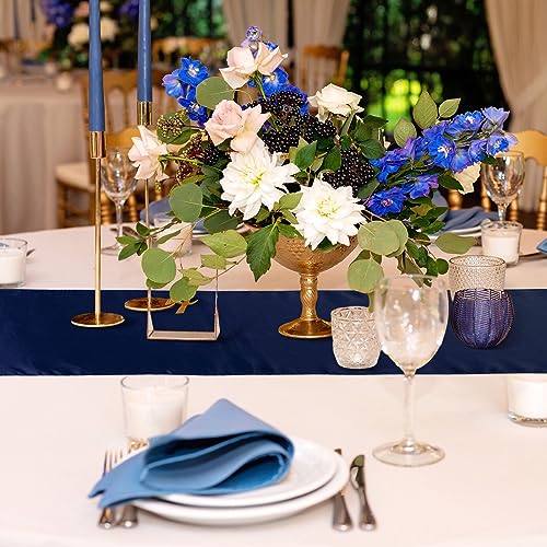 Navy Blue Satin Table Runners Bulk - 12 Pack, 12 x 108 Inches, Elegant Party Decor