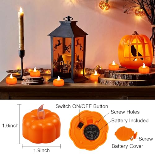 24 Pack Halloween Pumpkin LED Tea Lights Indoor Fall Table Decor