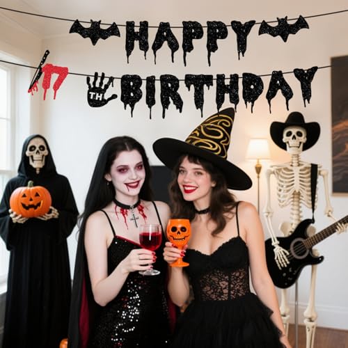Halloween Killer 17th Birthday Banner - Bloody Zombie Horror Decor