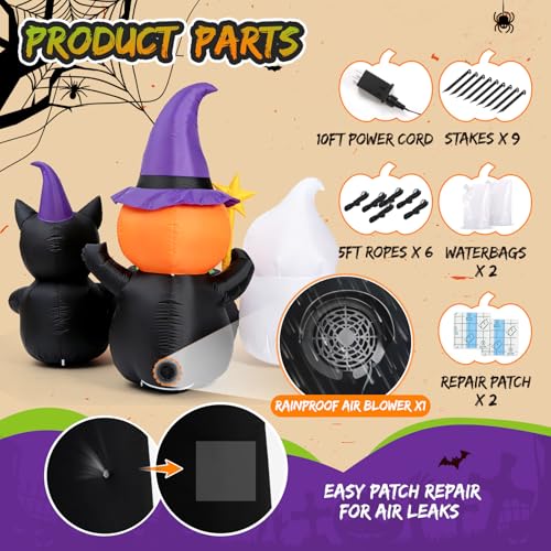 7FT Halloween Inflatable Pumpkin Character Trio Outdoor Yard Decorations - Costume Party