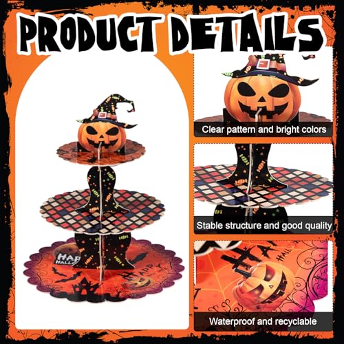 Halloween 3-Tier Cupcake Stand Pumpkin Stack Party Decor Set