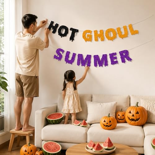 Summerween Banner Glitter Spooky Summer Halloween Photo Booth Decor