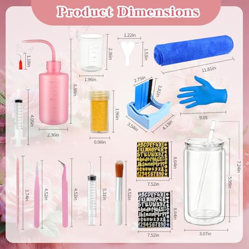 122-Piece Snow Globe Tumbler DIY Kit - 16oz Double Wall Cups, Glitter & Stickers