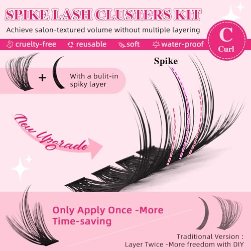 DIY Lash Clusters Kit Spiky 80D+100D False Eyelash Extensions - PRO LASHBEAUTY Variation of Kit-Spiky-80D+100D