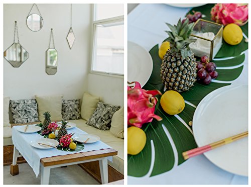 Large Artificial Palm Leaves for Tropical Party Decor - 50 Pieces, 13.8" x 11.4"