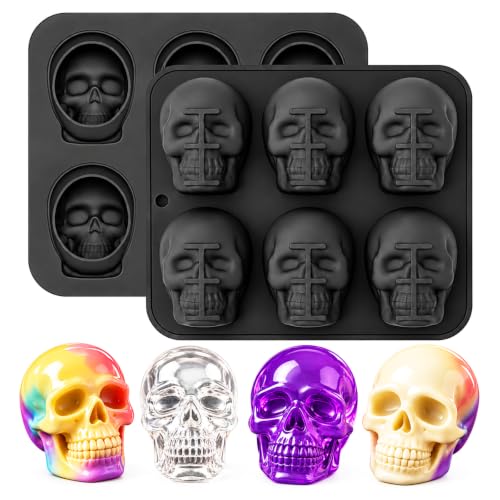 Skull Silicone Mold 2-Pack - 6-Cavity 3D Halloween Cake & Candy Molds