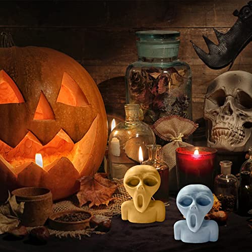 Alien Face Candle Mold Silicone for DIY Halloween Resin Wax Plaster Crafts