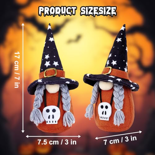 Halloween Gnome Decor Set - 4 Plush Hanging or Tabletop Gnomes for Fall & Holiday