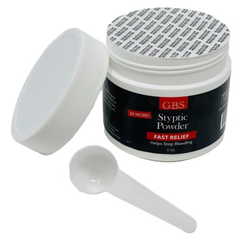 G.B.S Styptic Powder with Sealed Top + Scoop Quick Stop Bleeding, First Aid Useful for Minor Cuts, Nosebleeds, Camping Safety Survival Kit (5oz) (3)