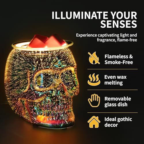Rainbow Skull Wax Melt Warmer - 3D Firework Electric Skull Decor
