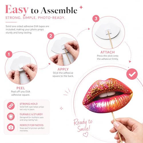 Funny Lips Photo Booth Props Set - 40 Pieces with Sticks for Parties & Events - Variation of Funny Lips Props-40pcs / One Size