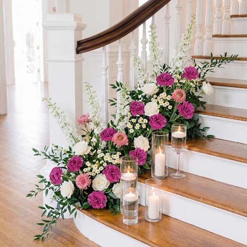 Artificial Carnations Flowers Set - Real Touch Long Stems 20'' Rose Red - Wedding & Home Decor