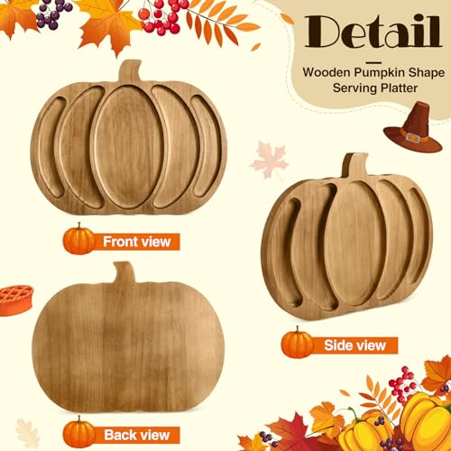 Walnut Pumpkin Charcuterie Board Wooden Fall Serving Platter Tray for Snacks and Cheese