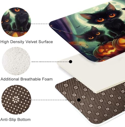 Britimes Halloween Cute Cat Bathroom Rug Mat Set of 2 - 16x24 & 20x32 Inches