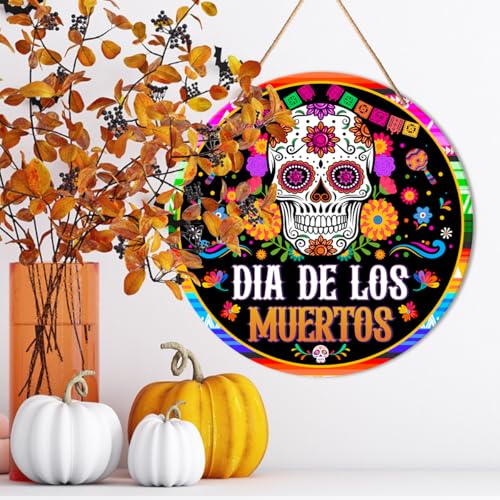 Day of The Dead Wall Decor Sign - Mexican Skull Hanging Halloween Decoration