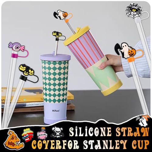80Pcs Halloween Straw Cover Caps for Tumblers - 10mm Dust-Proof Reusable Tips